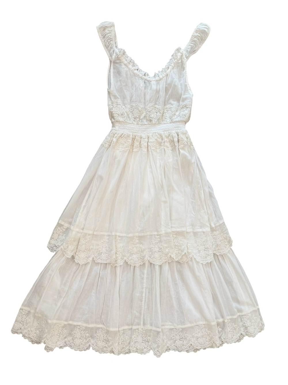 Free People Mila White Tiered Lace Maxi Dress - Picture 9 of 9